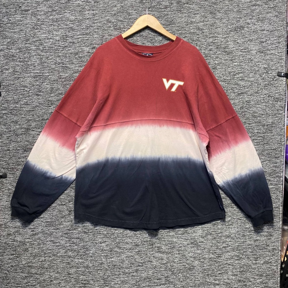 Spirit Jersey VT Virginia Tech Hokies Womens XL Ombre Dip Dye Long Sleeve Shirt